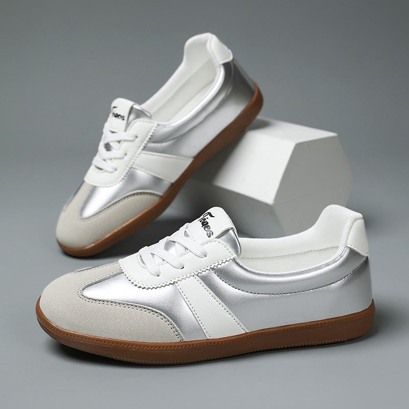Damen Modische Schnür-Sneaker Aus Kunstleder – Gepolsterter Alltagkomfort