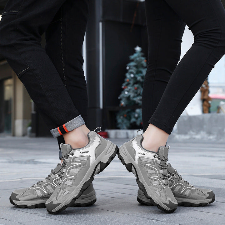 Zapatillas deportivas grises para mujer con cordones y ajuste cómodo antideslizante
