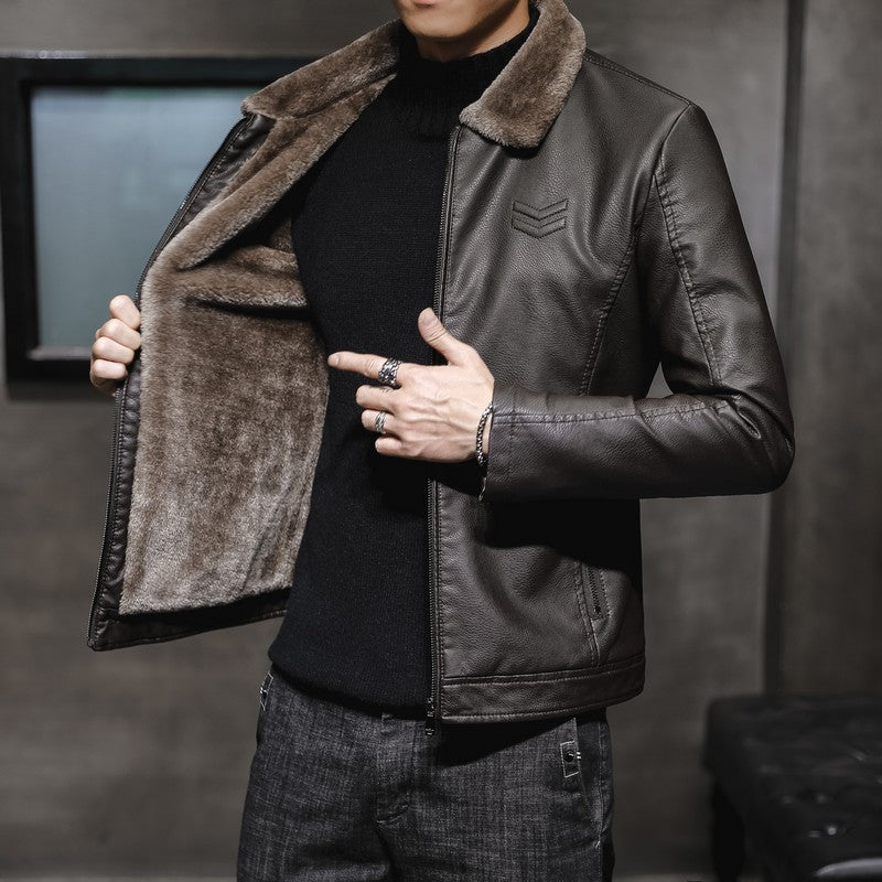 Herren Freizeitjacke mit Teddykragen und Reißverschlusstaschen