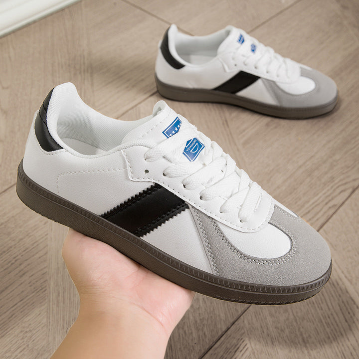 Damen Sportliche Schnür Leder Sneakers Mit Rutschfester Sohle – Bequeme Freizeitschuhe