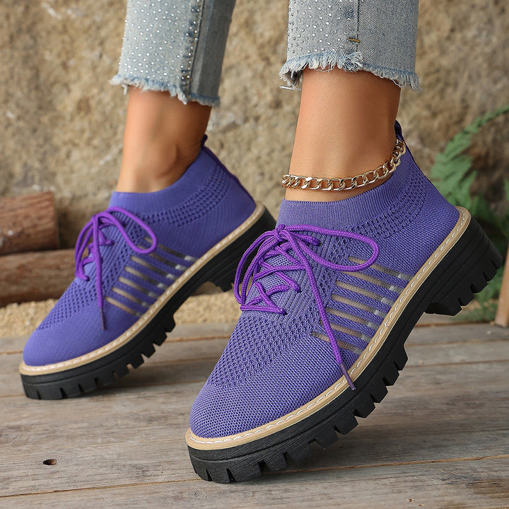 Damen Schnür Mesh Sneaker – Atmungsaktive Laufschuhe Mit Grip Sohle