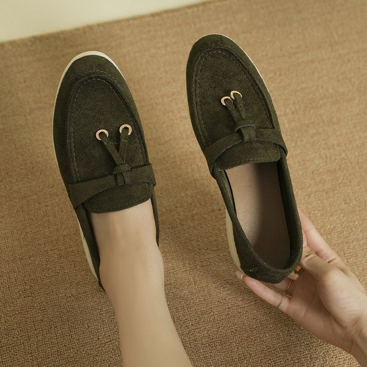 Damen Flache Slip-On Wildleder Loafer – Bequeme Freizeitschuhe