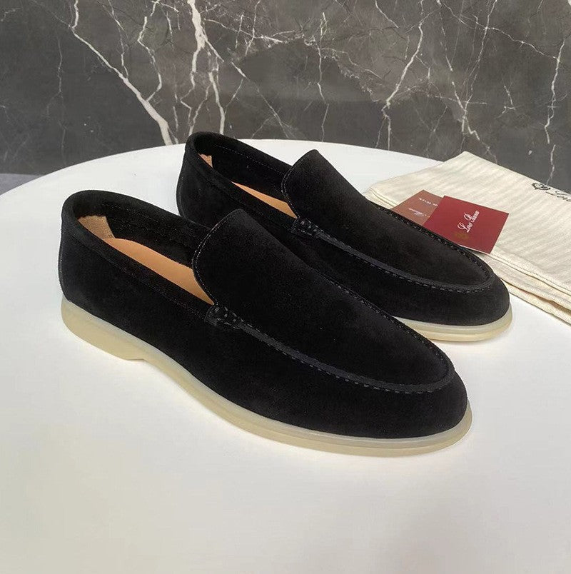 Men's Classic Brown Suede Loafers Slip-On – Elegant Casual Shoes
