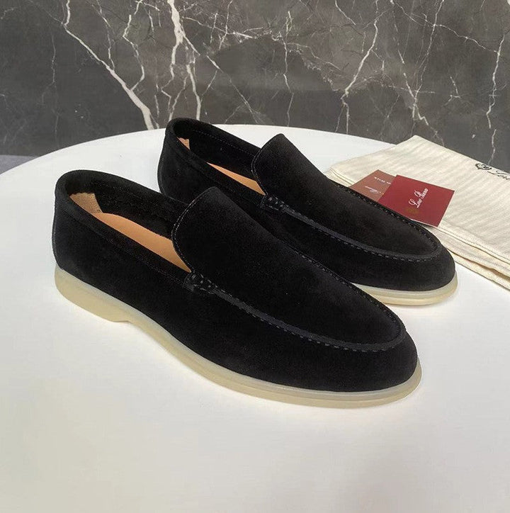 Men's Classic Brown Suede Loafers Slip-On – Elegant Casual Shoes