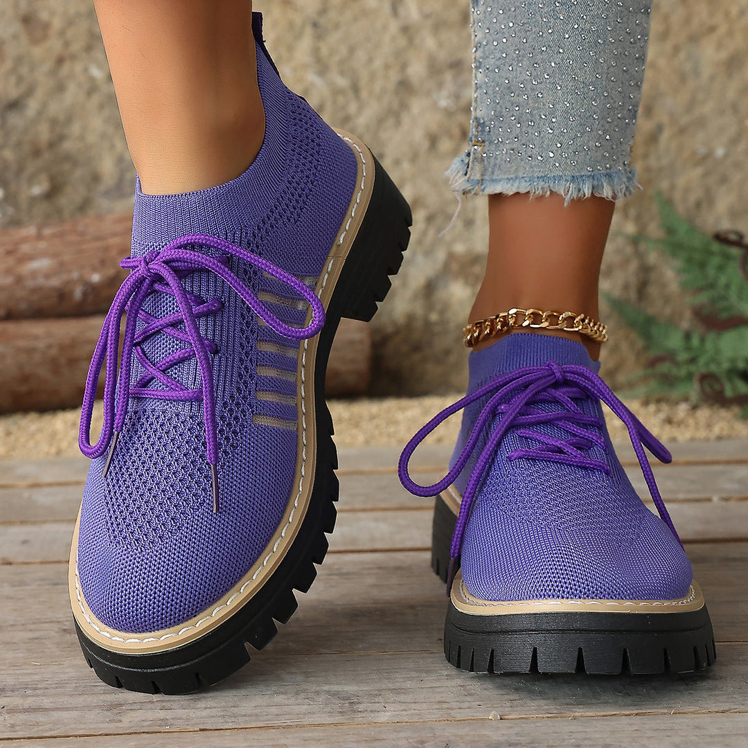 Damen Schnür Mesh Sneaker – Atmungsaktive Laufschuhe Mit Grip Sohle