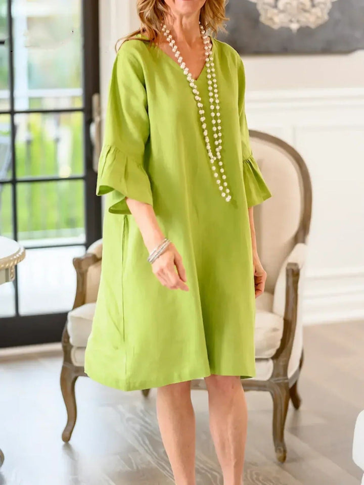 Women's Casual Dress With Ruffles – Hip-Length Loose Summer Outfit