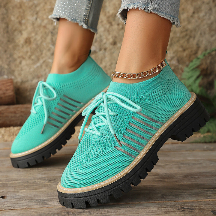 Damen Schnür Mesh Sneaker – Atmungsaktive Laufschuhe Mit Grip Sohle