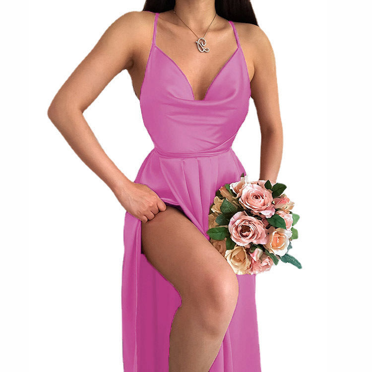 Women's V-neck Wedding Dress – Elegant, Flowing Dress for Festive Occasions
