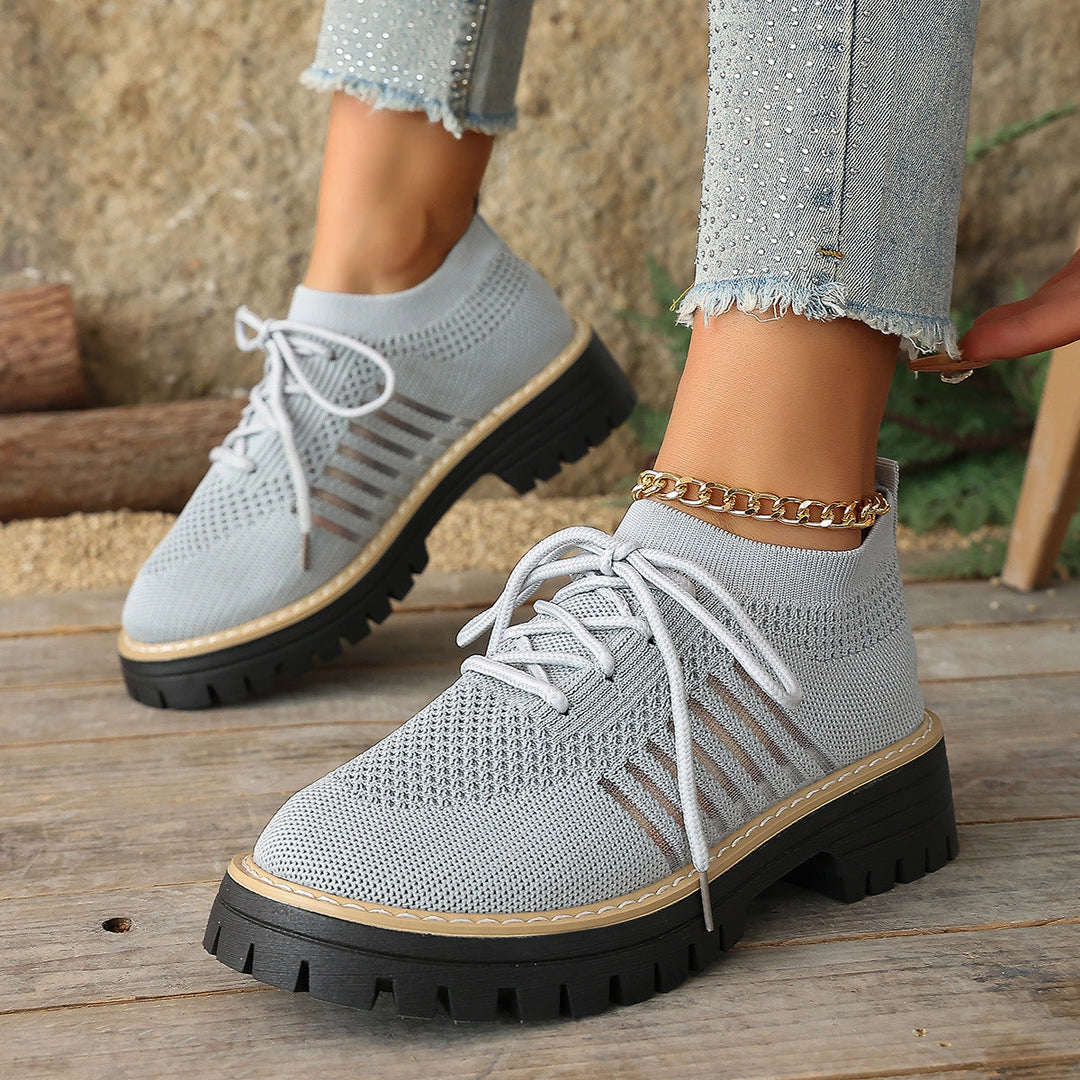 Damen Schnür Mesh Sneaker – Atmungsaktive Laufschuhe Mit Grip Sohle