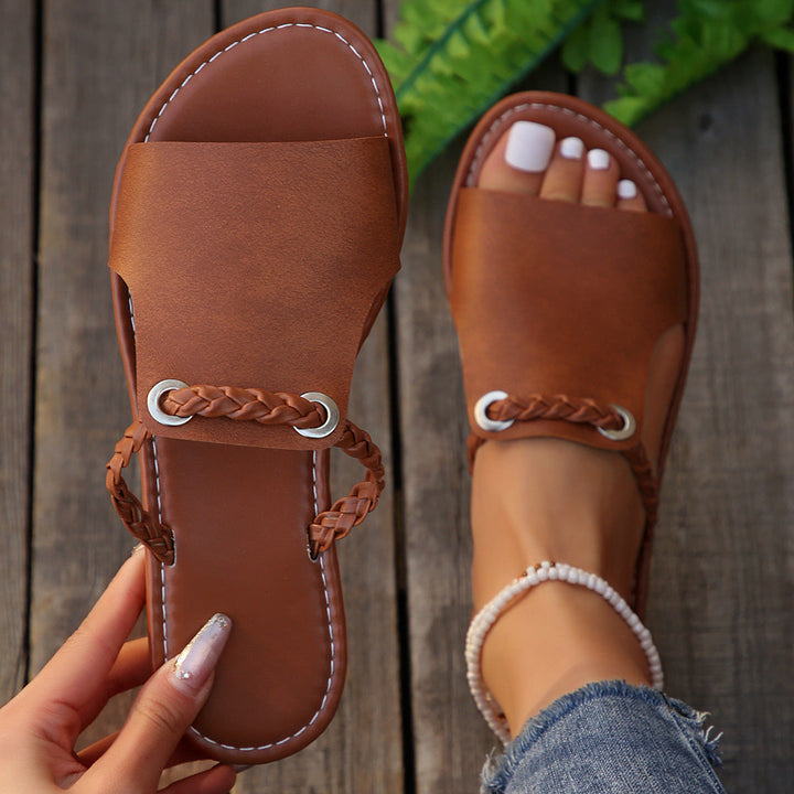 Women's Elegant Braided Strap Sandals – Stylish Summer Shoes