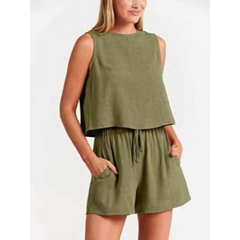 Women's Casual Two-Piece Set – Lightweight Top and Shorts Set