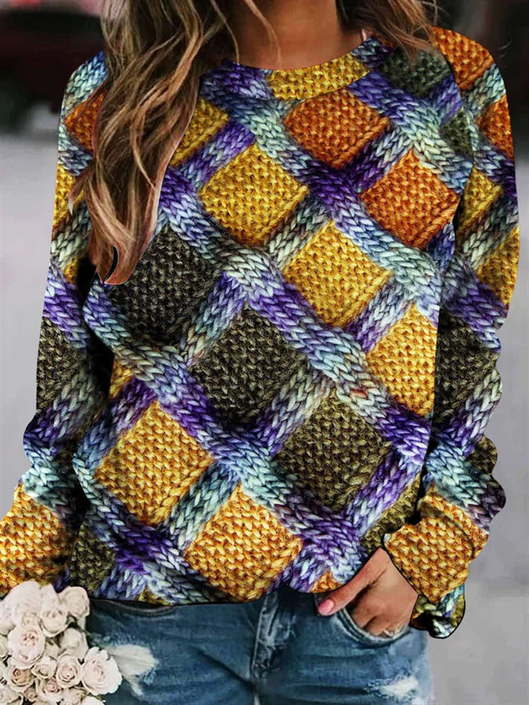Women's patchwork sweater with textured design