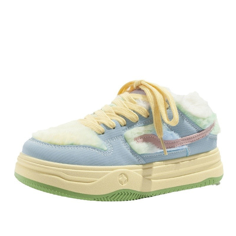 Women's Pink Platform Sneakers with Fleece Lining