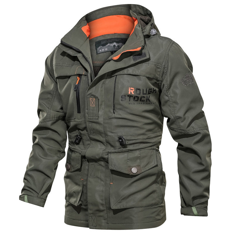 Parka de terrain pour homme en matière déperlante avec capuche réglable