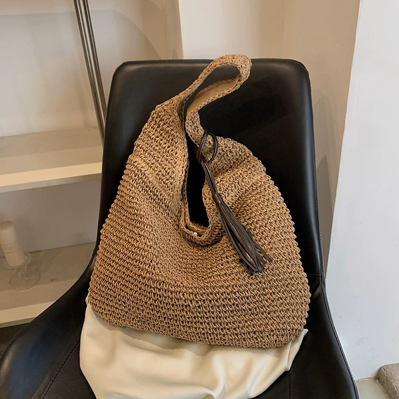 Sac de plage pour femmes en rotin – Style boho et spacieux pour l'été