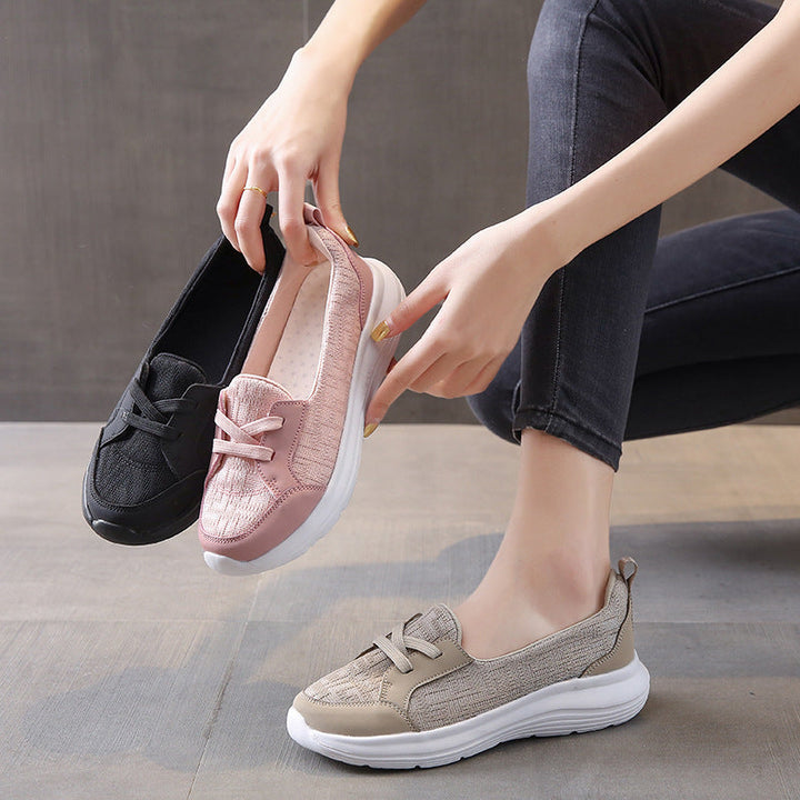 Baskets slip-on roses pour femmes – Chaussures confort légères et rembourrées