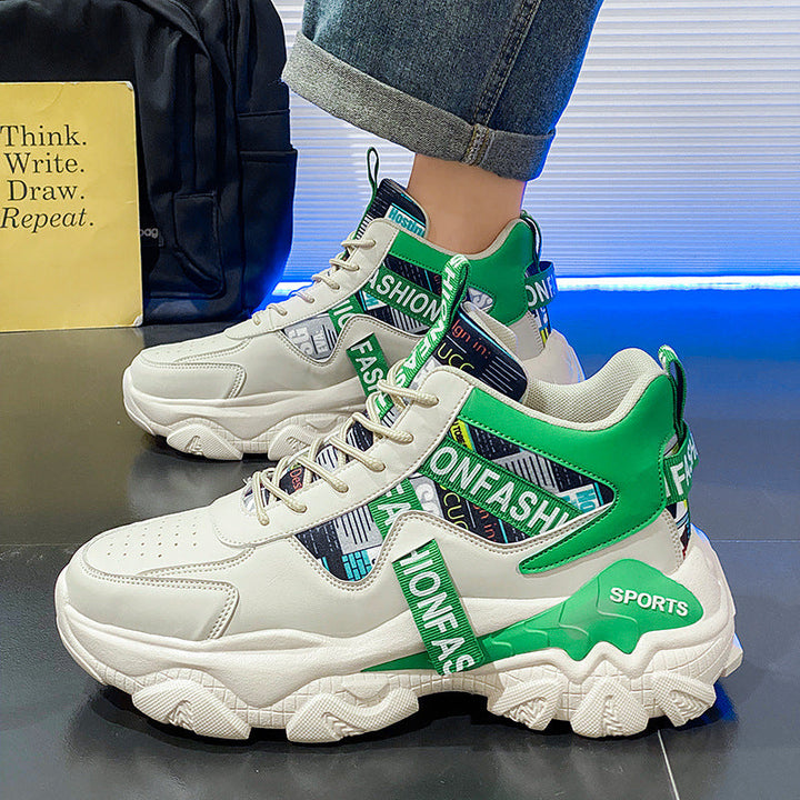 Zapatillas de plataforma de moda para mujer con estampado de letras y cordones