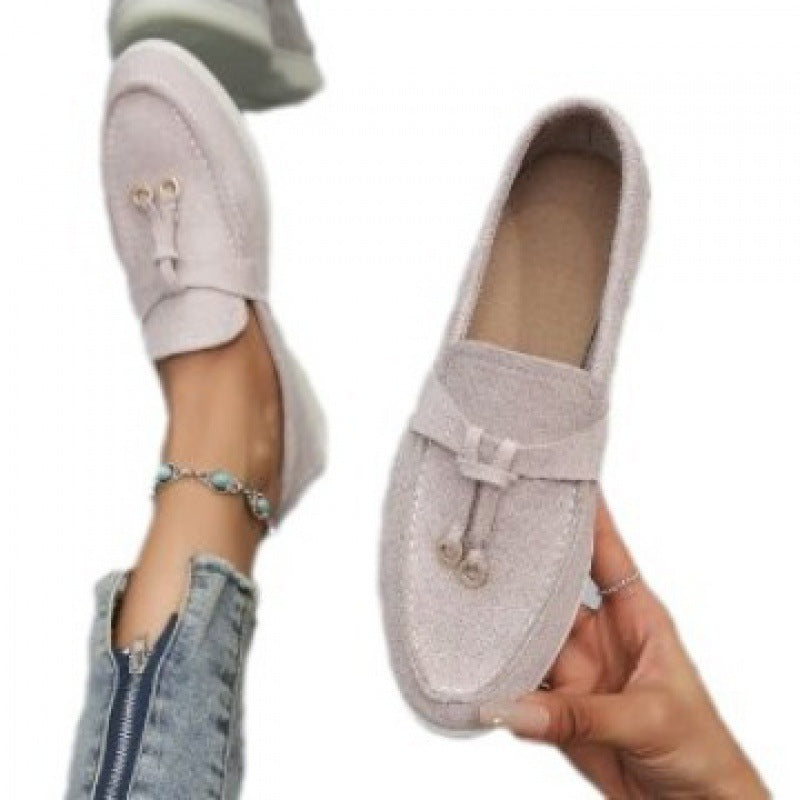 Damen Flache Slip-On Wildleder Loafer – Bequeme Freizeitschuhe
