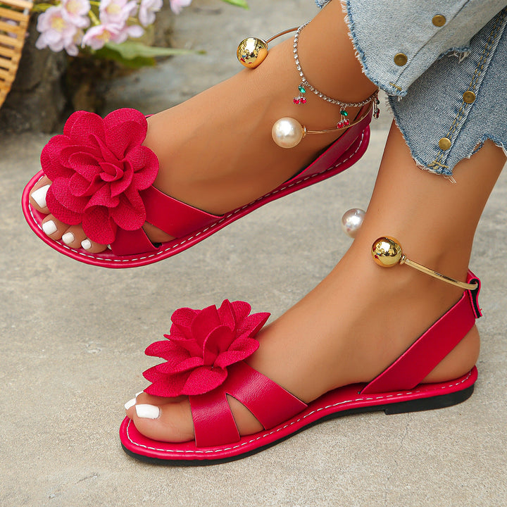 Women's Elegant Sandals with Floral Appliqués – Stylish Summer Shoes