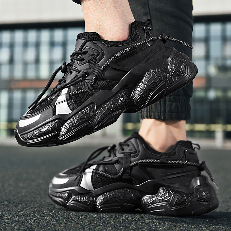 Baskets compensées antidérapantes noires pour femmes avec lacets
