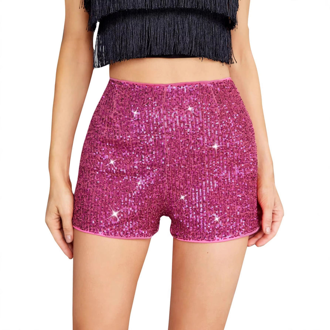 Women's High-Waisted Sequin Shorts – Shiny Party Glam Fit