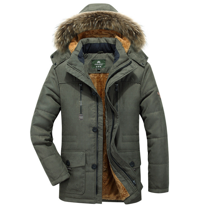 Herren Winterparka mit Teddyfutter und abnehmbarer Kunstfellkapuze