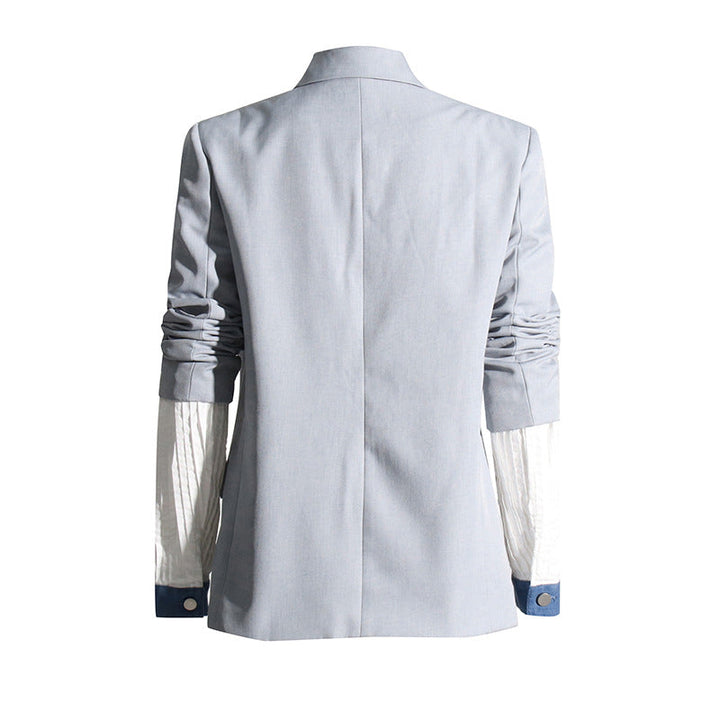 Blazer en denim oversize tendance pour femmes – Veste streetstyle avec épaulettes