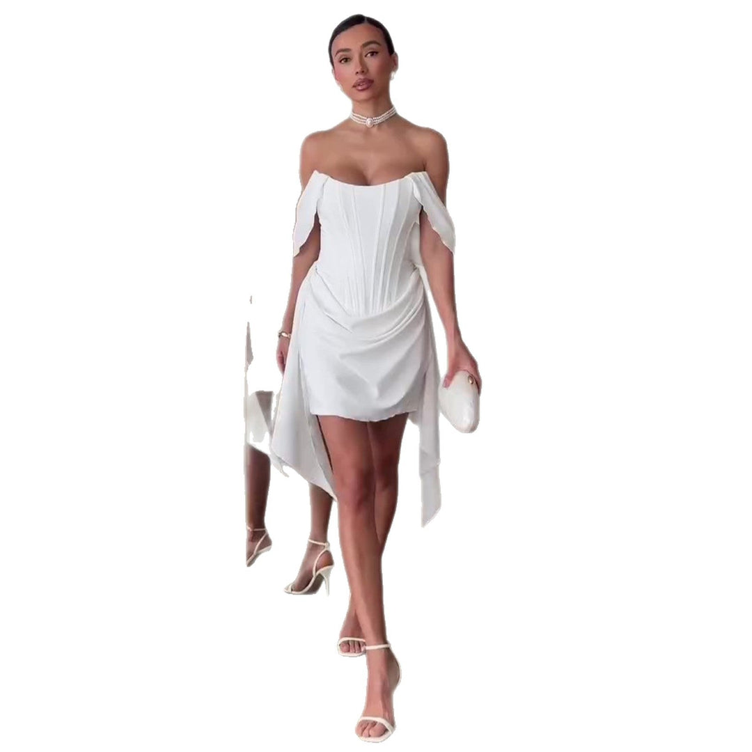 Women's Strapless Corset Basque Waist Wedding Dress – Luxurious Bridal Gown