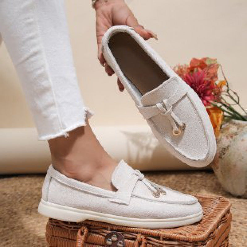 Damen Flache Slip-On Wildleder Loafer – Bequeme Freizeitschuhe