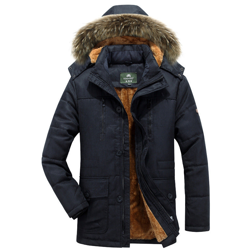 Herren Winterparka mit Teddyfutter und abnehmbarer Kunstfellkapuze