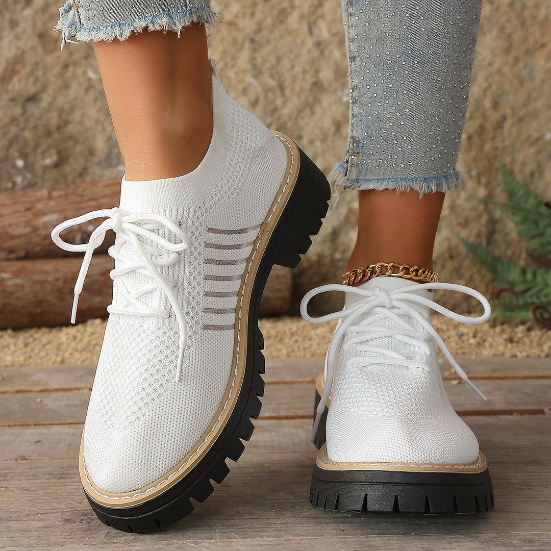 Damen Schnür Mesh Sneaker – Atmungsaktive Laufschuhe Mit Grip Sohle