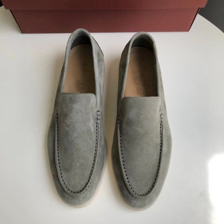 Men's Classic Brown Suede Loafers Slip-On – Elegant Casual Shoes