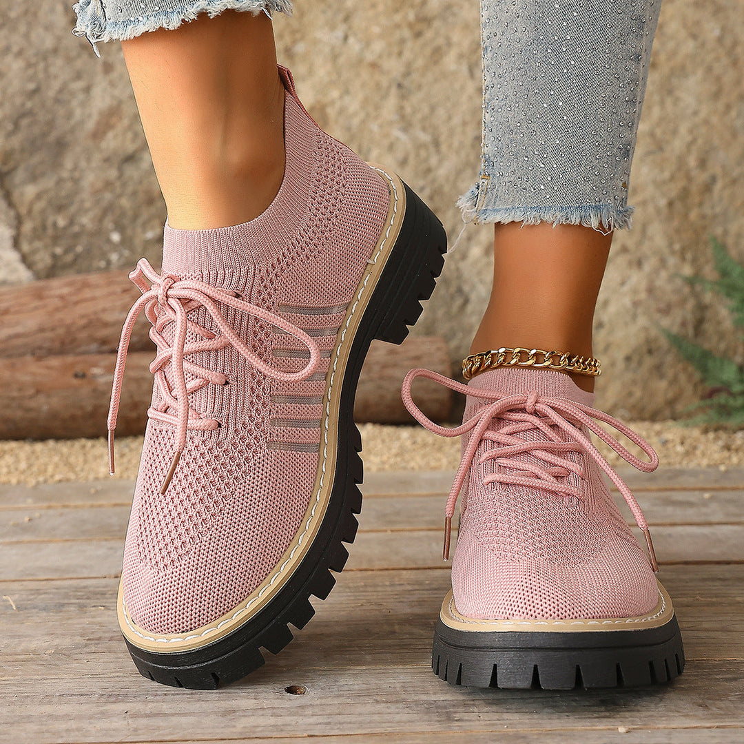 Damen Schnür Mesh Sneaker – Atmungsaktive Laufschuhe Mit Grip Sohle