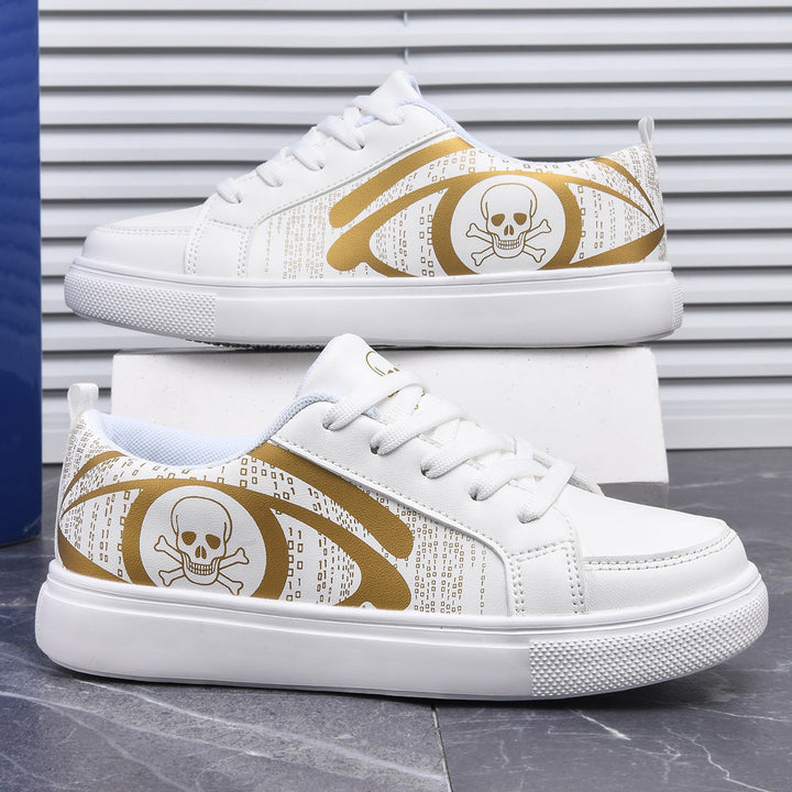 Damen Schwarze Schnür-Sneaker Mit Totenkopf-Print – Gepolsterte Komfortschuhe