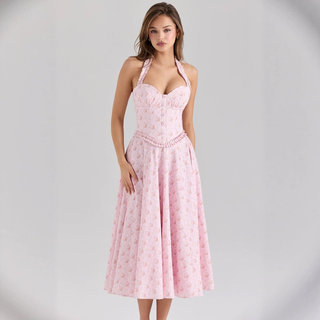 Robe de mariée élégante et romantique avec décolleté arrondi et motif floral