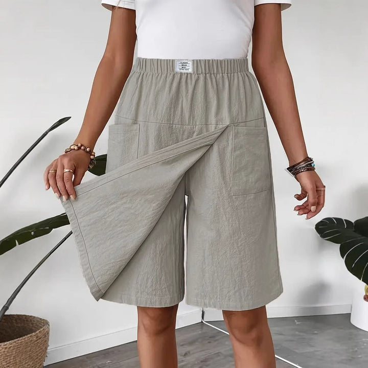 Women's Stylish Linen Shorts with Elastic Waist – Casual Summer Comfort