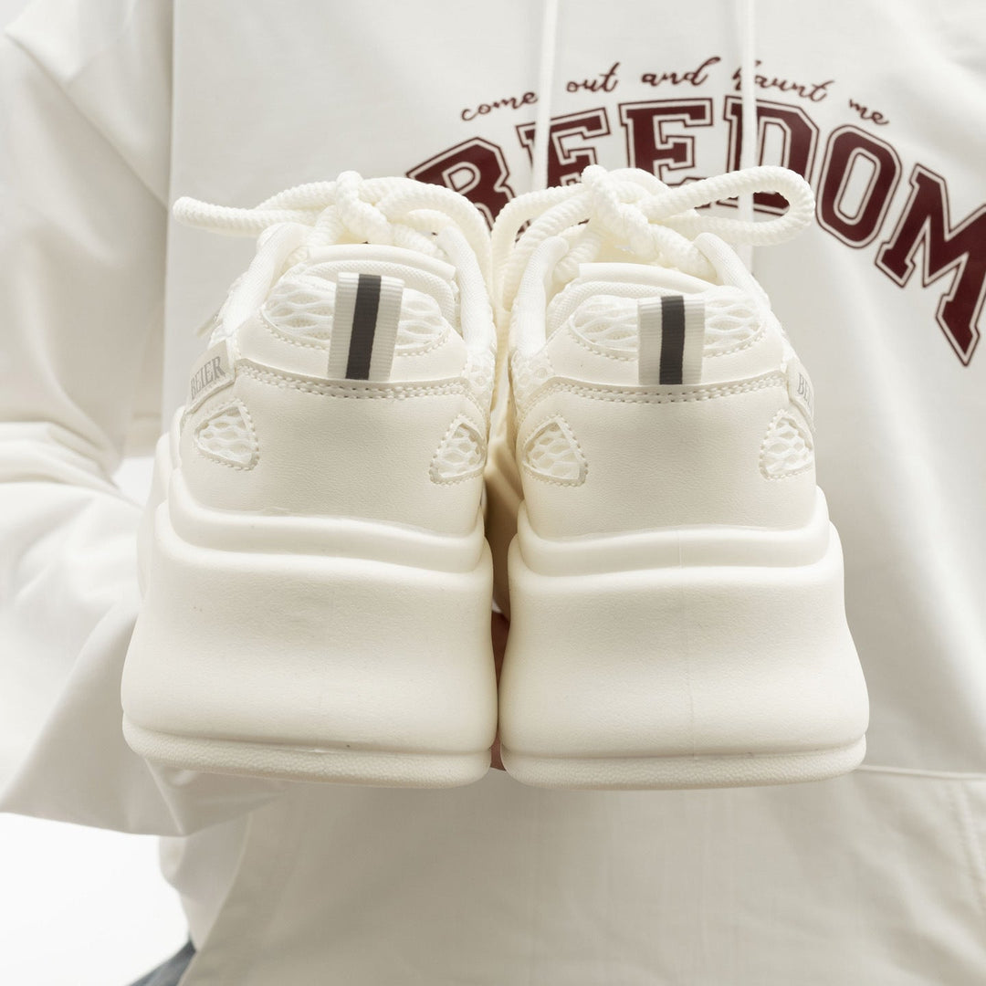 Baskets à plateforme en mesh blanc pour femme avec lacets