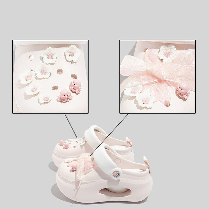 Women's Fashionable Pink Clogs with Playful Embellishments