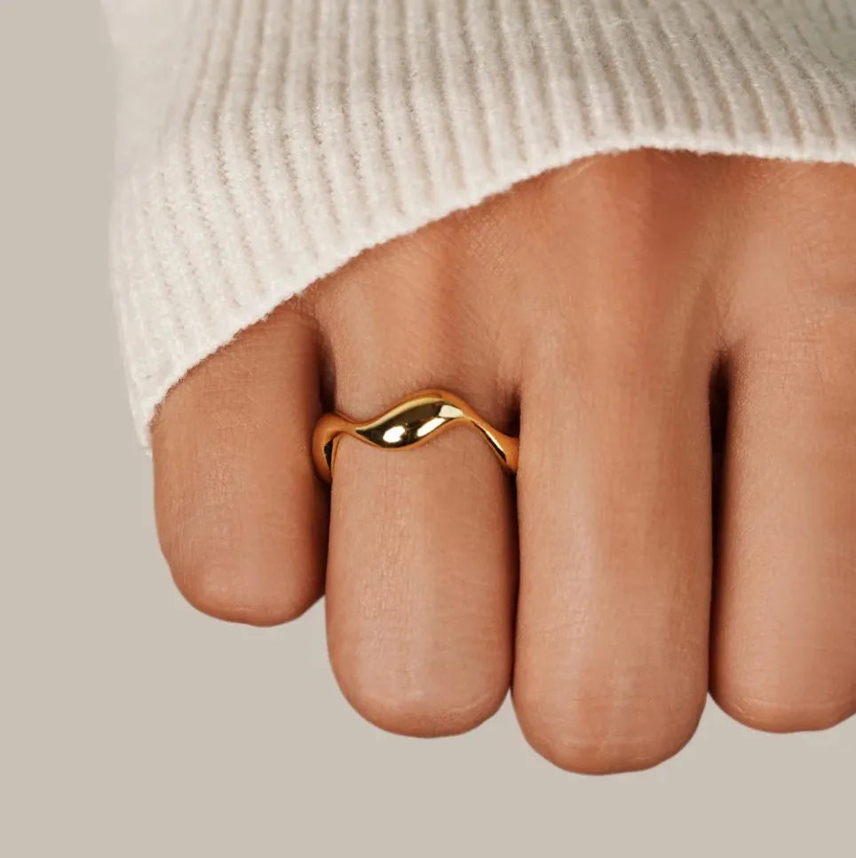 Women's Minimalist Gold-Plated Ring – Adjustable Elegant Jewelry