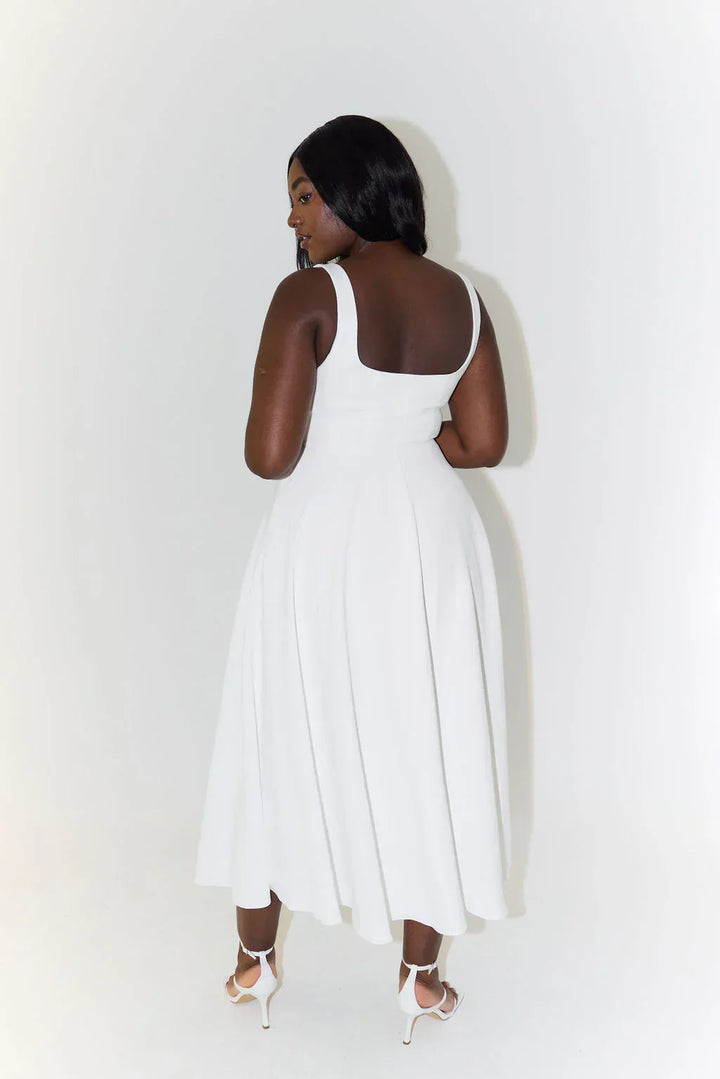 Women's summer dress cotton linen with tie straps and A-line cut
