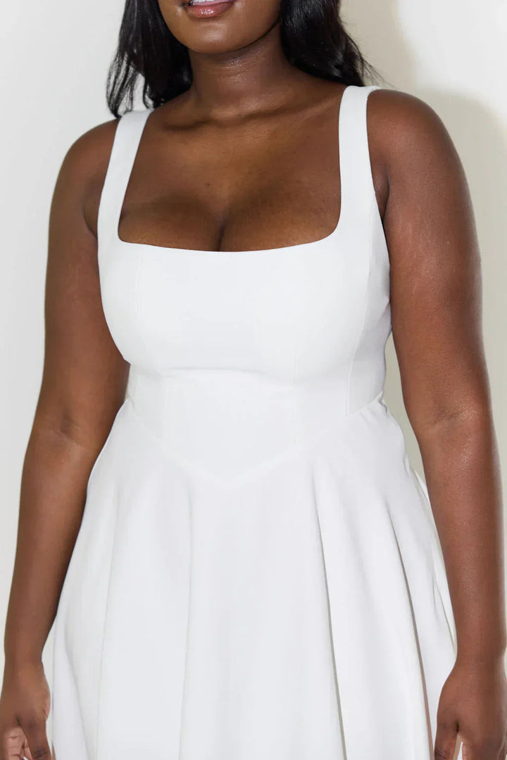 Women's summer dress cotton linen with tie straps and A-line cut