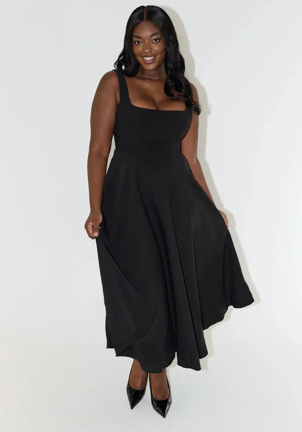 Women's summer dress cotton linen with tie straps and A-line cut