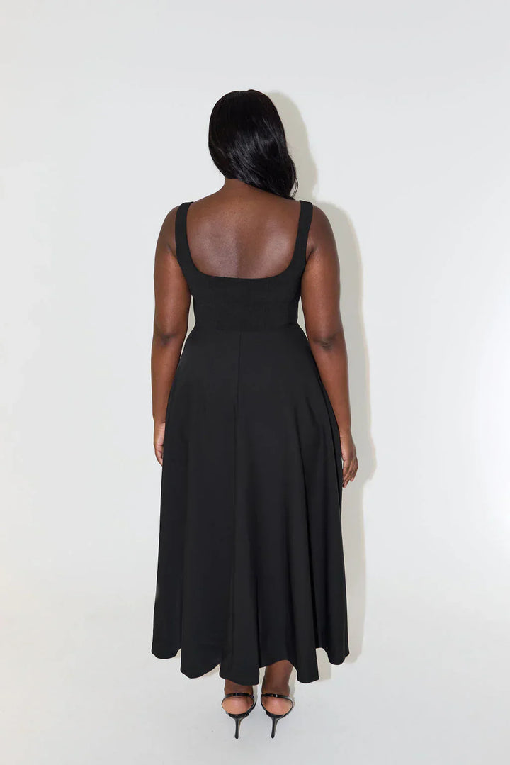 Women's summer dress cotton linen with tie straps and A-line cut