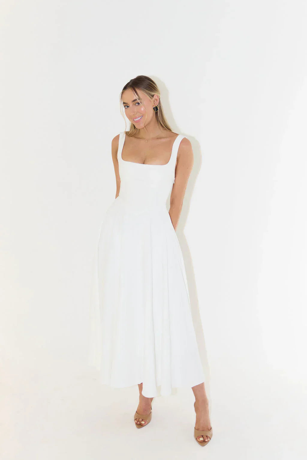 Women's summer dress cotton linen with tie straps and A-line cut