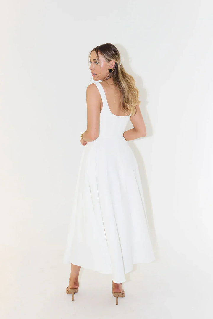 Women's summer dress cotton linen with tie straps and A-line cut