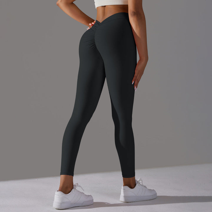 Optimized Title: Damen Schwarze Hochtaillierte Sport Leggings aus Atmungsaktivem Stoff mit Scrunch-Effekt 5