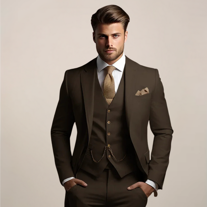 Optimized Title: Herren Grauer Slim Fit Dreiteiliger Anzug aus Strapazierfähigem Material für Hochzeiten 3
