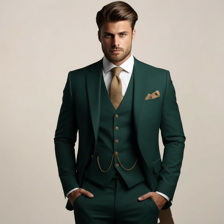 Optimized Title: Herren Grauer Slim Fit Dreiteiliger Anzug aus Strapazierfähigem Material für Hochzeiten 4