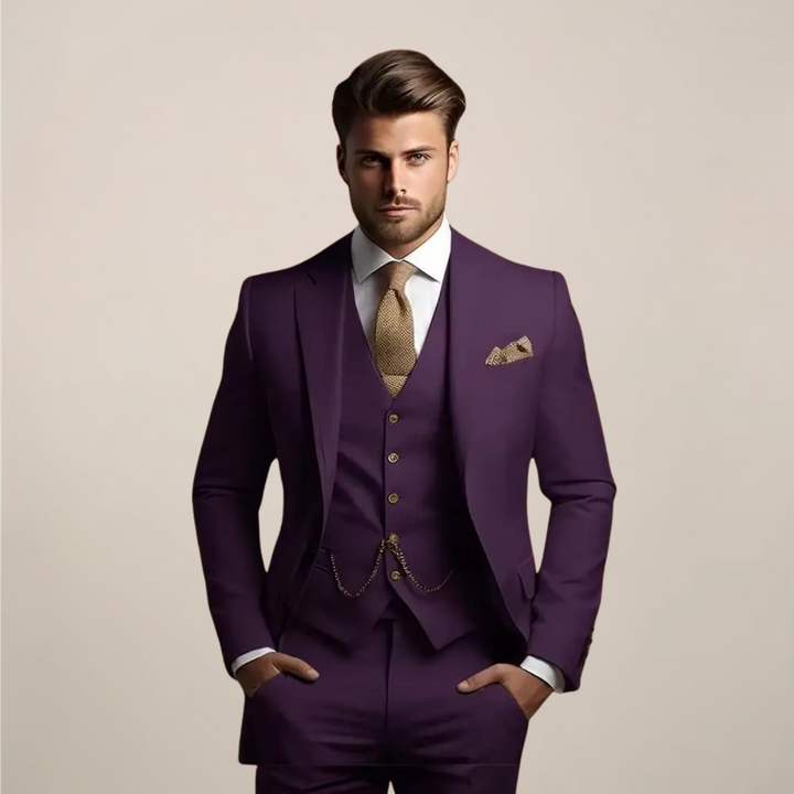 Optimized Title: Herren Grauer Slim Fit Dreiteiliger Anzug aus Strapazierfähigem Material für Hochzeiten 5