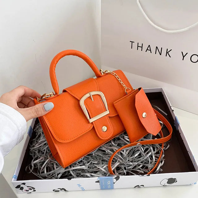 Elegante Damenhandtasche mit Schnalle – Vegan Leder Schultertasche